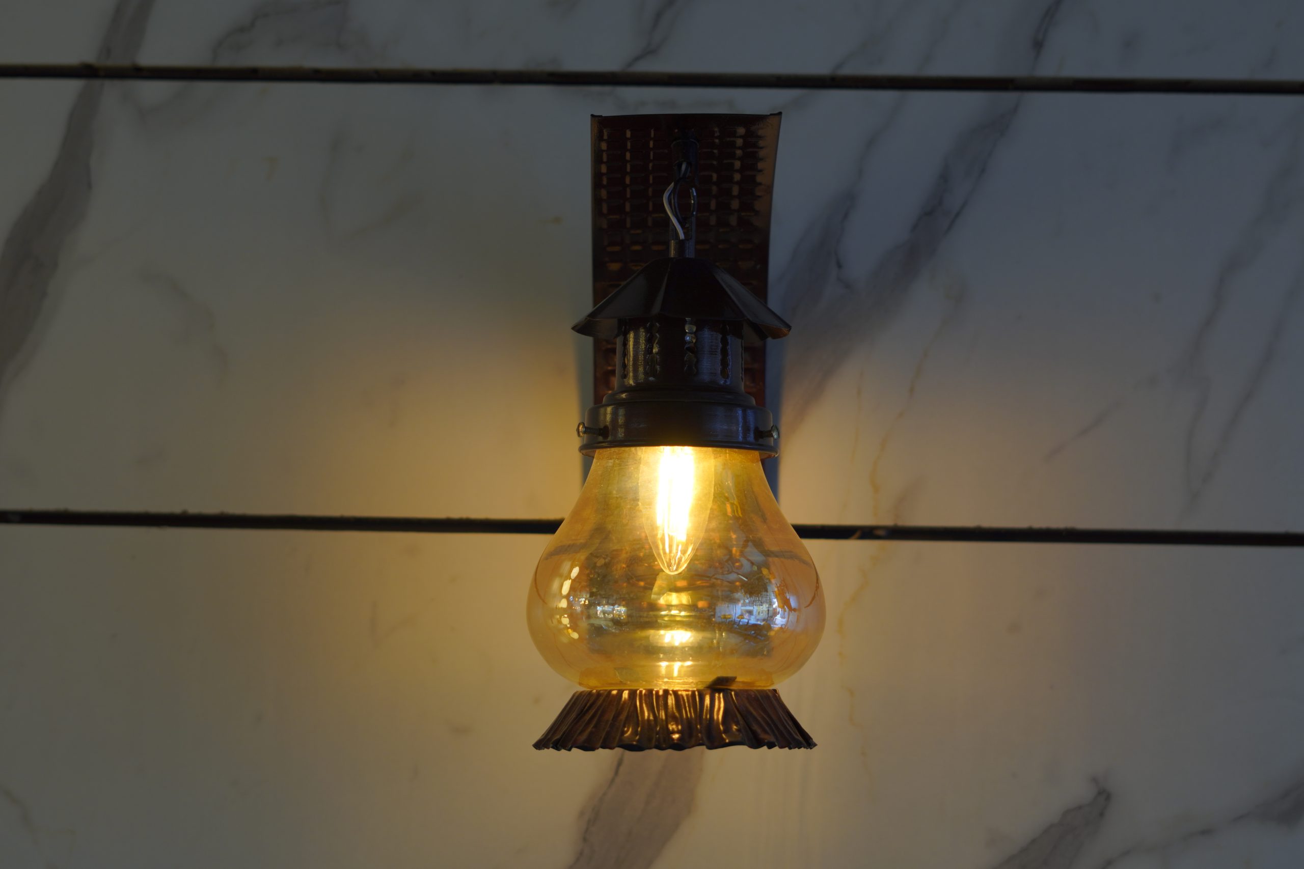 LANTERN - 2  WITH AMBER GLASS (CHEERY) - Image 3