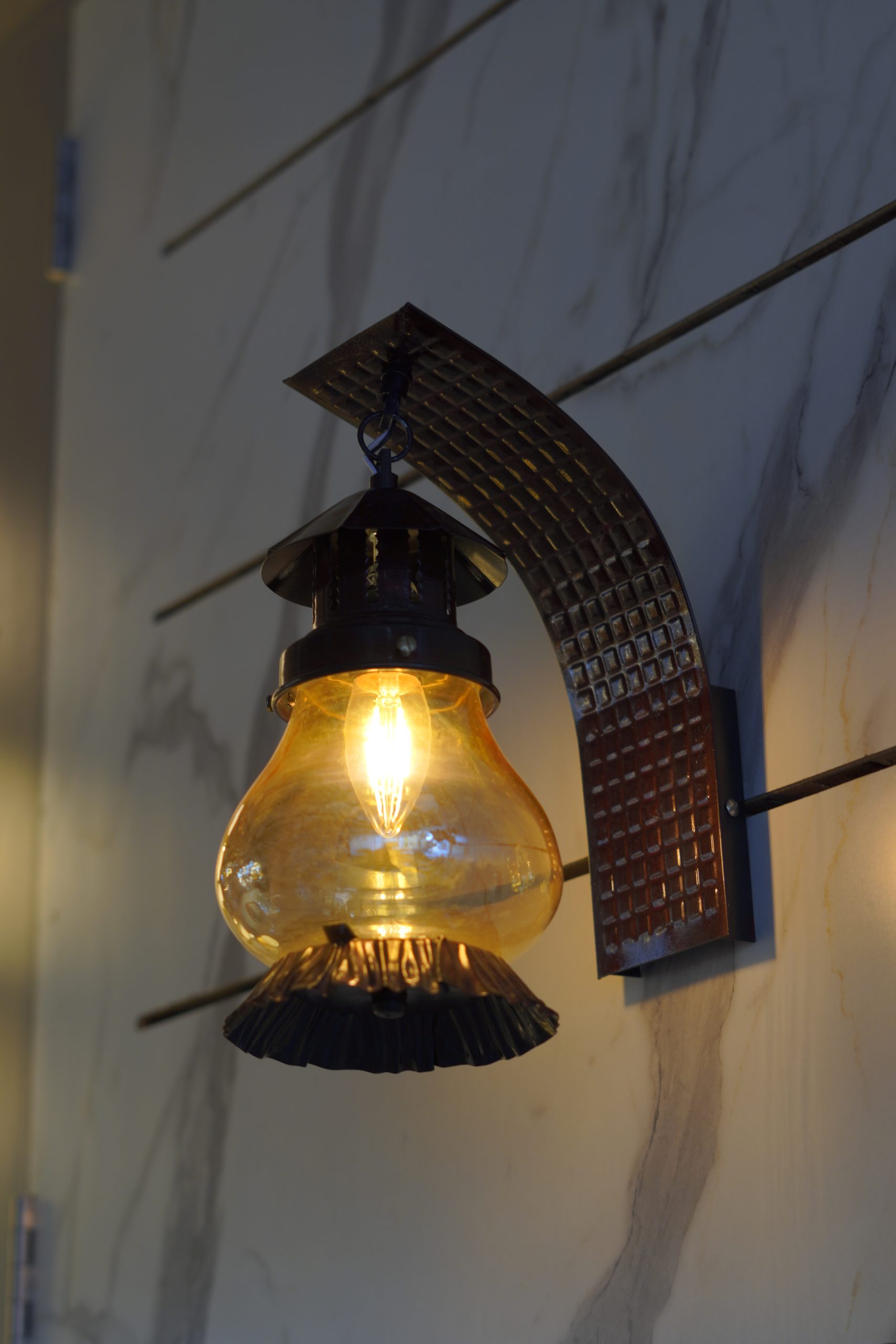 LANTERN - 2  WITH AMBER GLASS (CHEERY) - Image 2