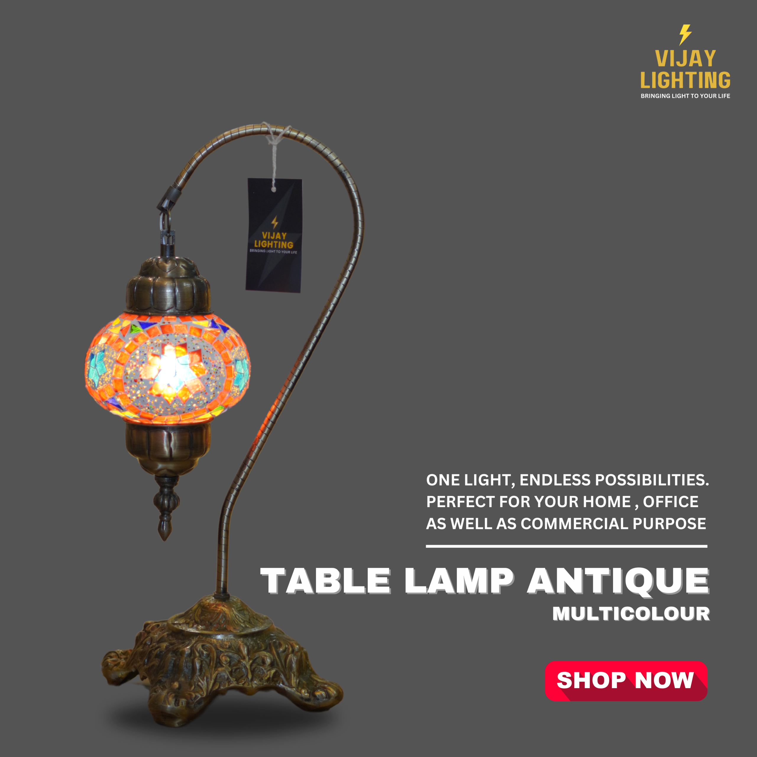 ANTIQUE IRANIAN TABLE LAMP VINTAGE